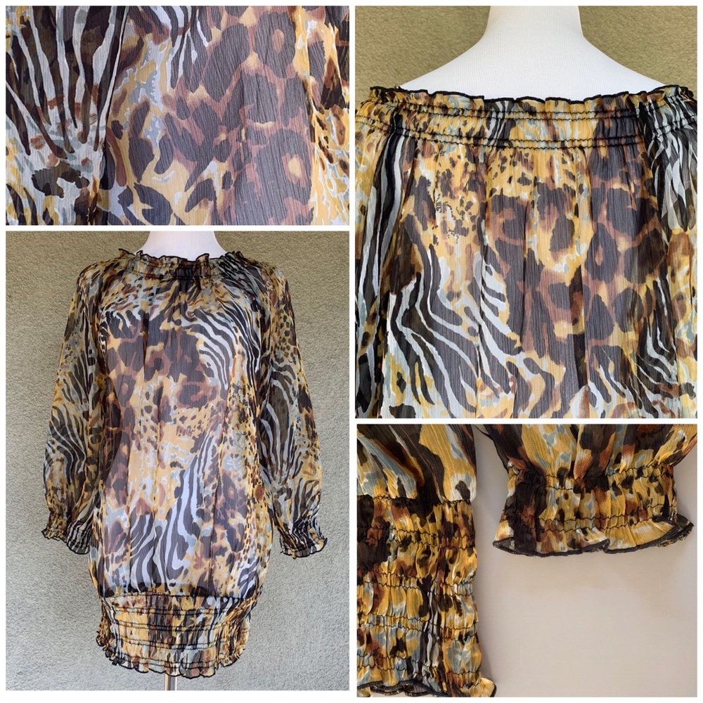 🔥5/$20🔥 Animal Print Chiffon Blouse